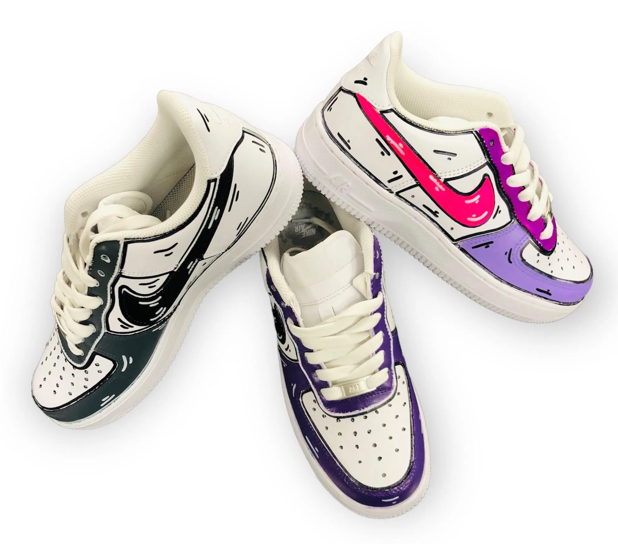 SCARPE NIKE AIR FORCE 1 LE SNEAKERS BIANCA ONE WHITE CUSTOM VIOLA