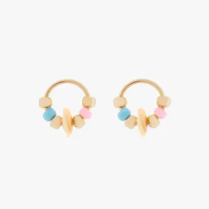 Seed Bead and Shell Stud Earrings