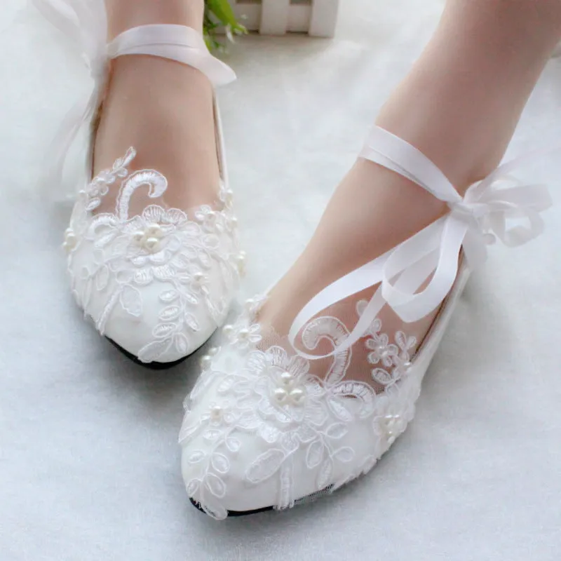 Strappy White Flat Wedding Shoes Evening Shoes