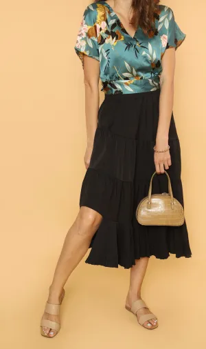 SUKI Tiered Midi Skirt (Black)