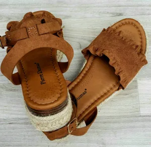 Tan Sandal Flat Wedges