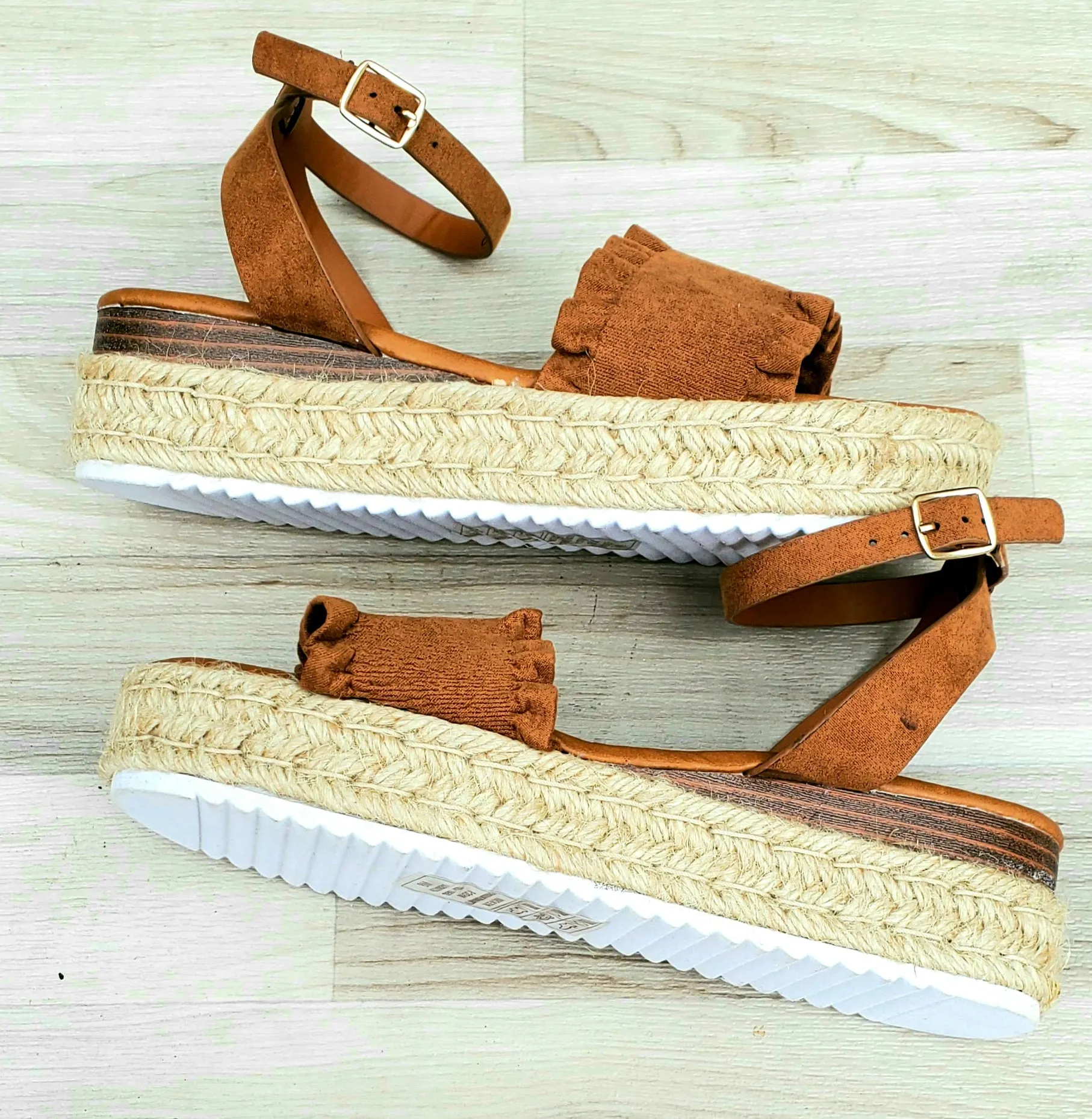 Tan Sandal Flat Wedges