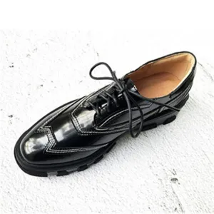 Tenis Feminino Black Leather Patckwork Low Top Women Casual Shoes Lace Up Shallow Platform Zapatos De Mujer Shoes