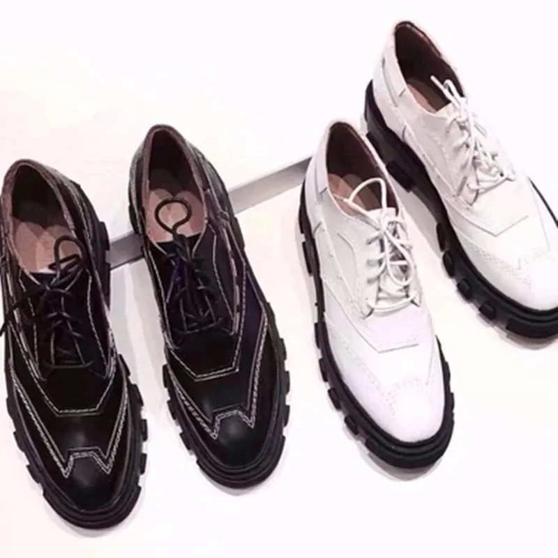 Tenis Feminino Black Leather Patckwork Low Top Women Casual Shoes Lace Up Shallow Platform Zapatos De Mujer Shoes