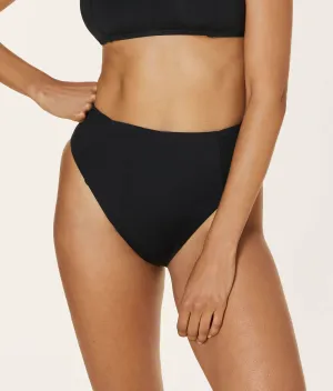 The High Waist Cheeky Bikini Bottom - Flat - Black