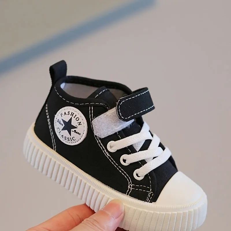Toddler Boys Casual Canvas Sneakers with Hook & Loop Fastener