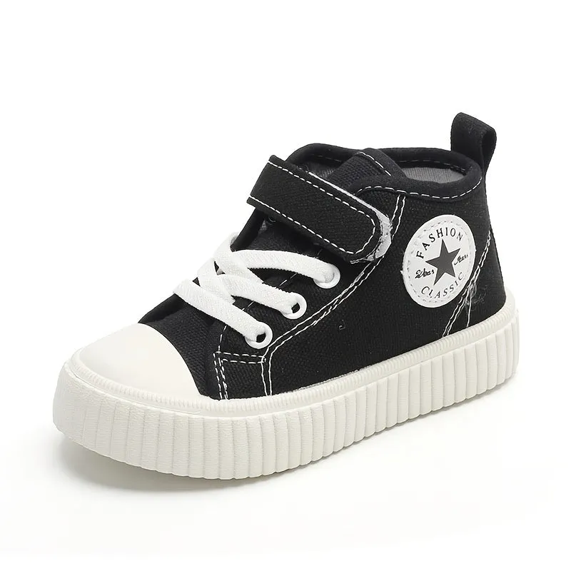 Toddler Boys Casual Canvas Sneakers with Hook & Loop Fastener