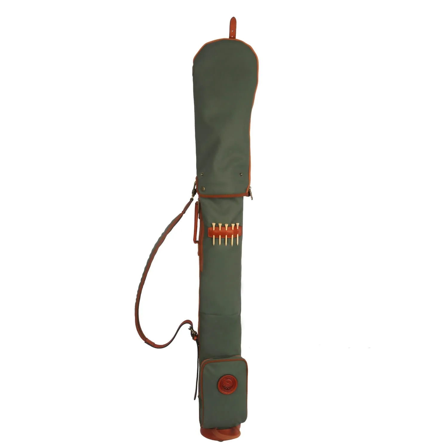 TOURBON Vintage Canvas & Leather Golf Club Pencil Bag | Green