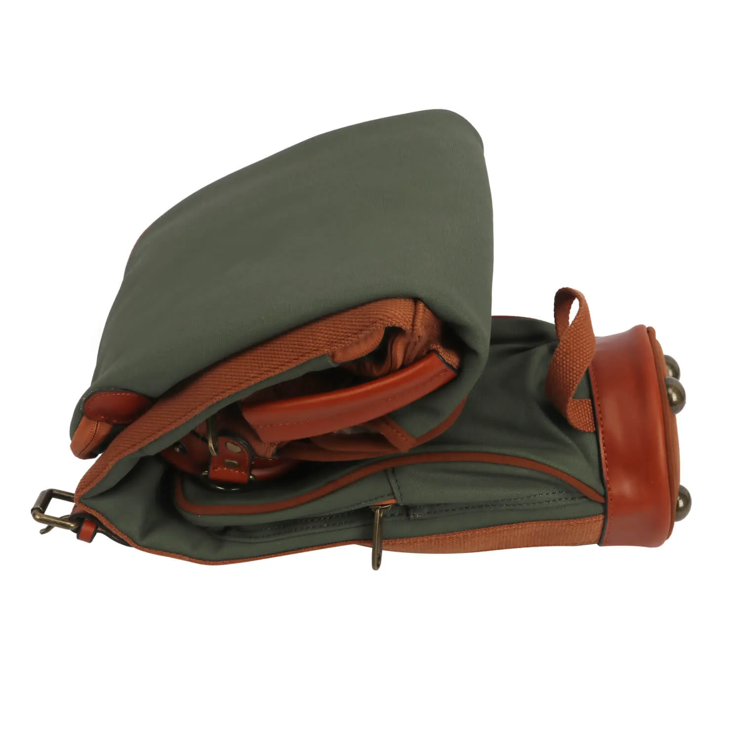 TOURBON Vintage Canvas & Leather Golf Club Pencil Bag | Green