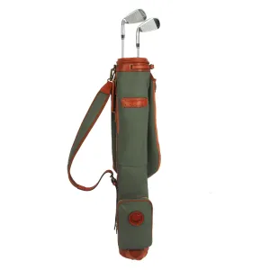 TOURBON Vintage Canvas & Leather Golf Club Pencil Bag | Green