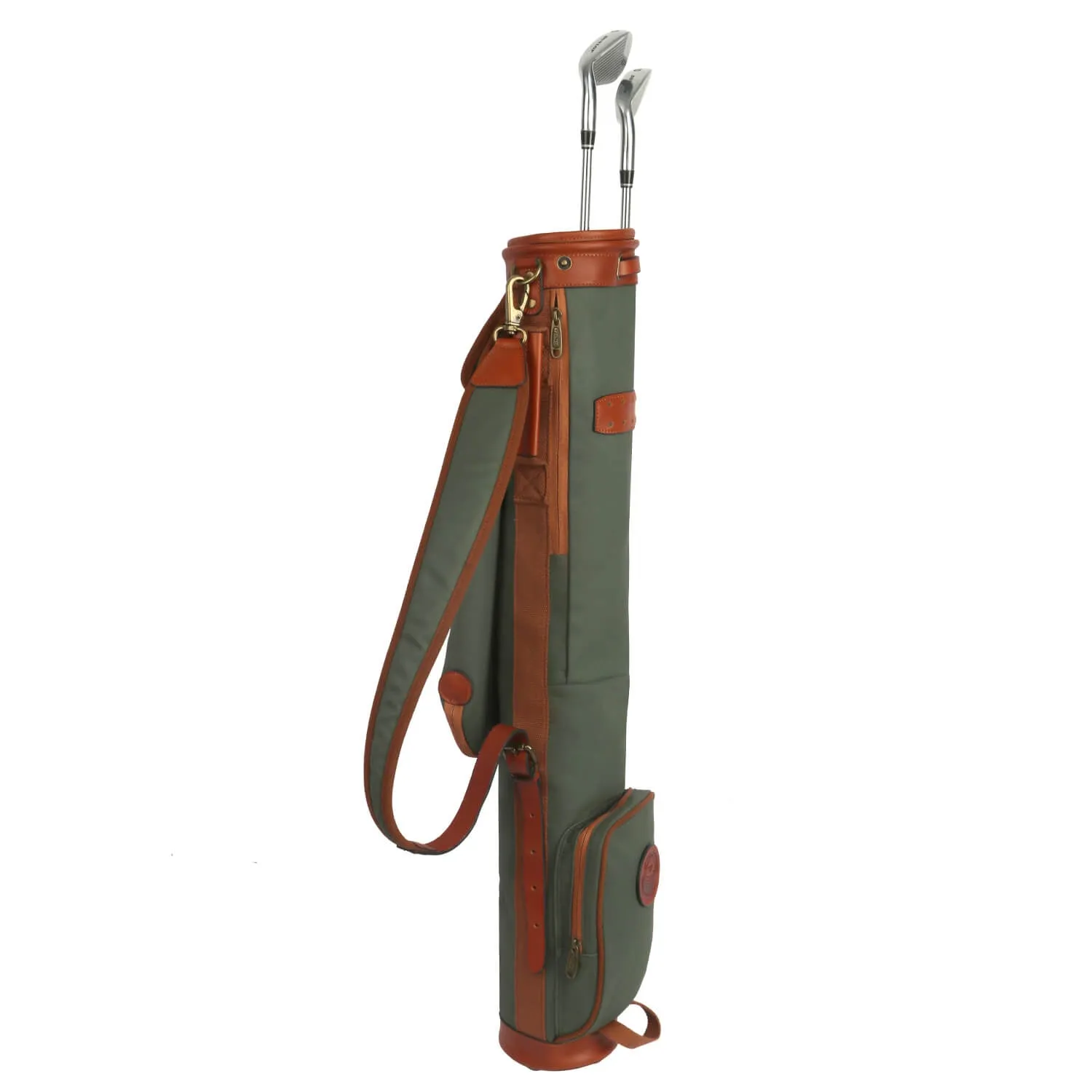 TOURBON Vintage Canvas & Leather Golf Club Pencil Bag | Green