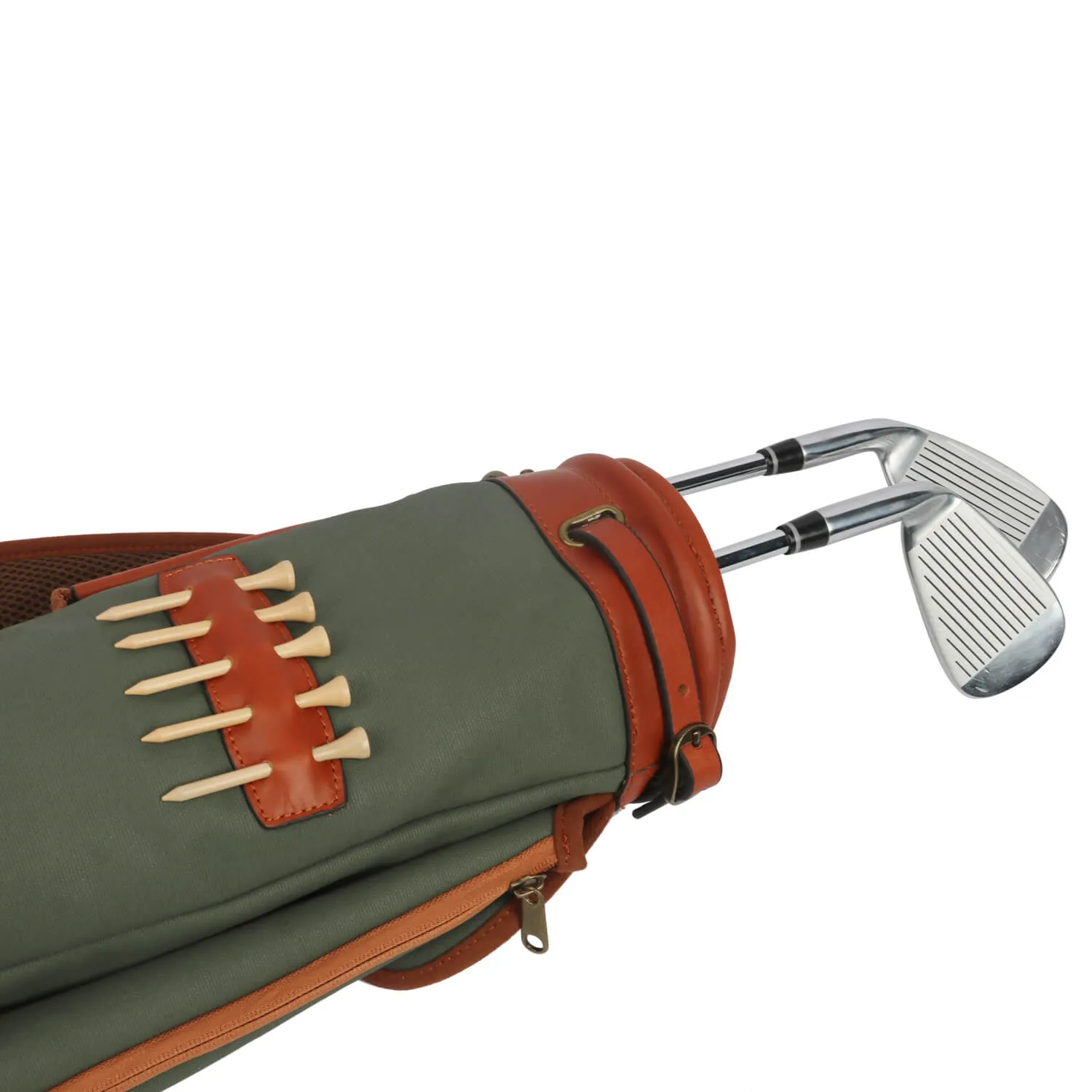 TOURBON Vintage Canvas & Leather Golf Club Pencil Bag | Green