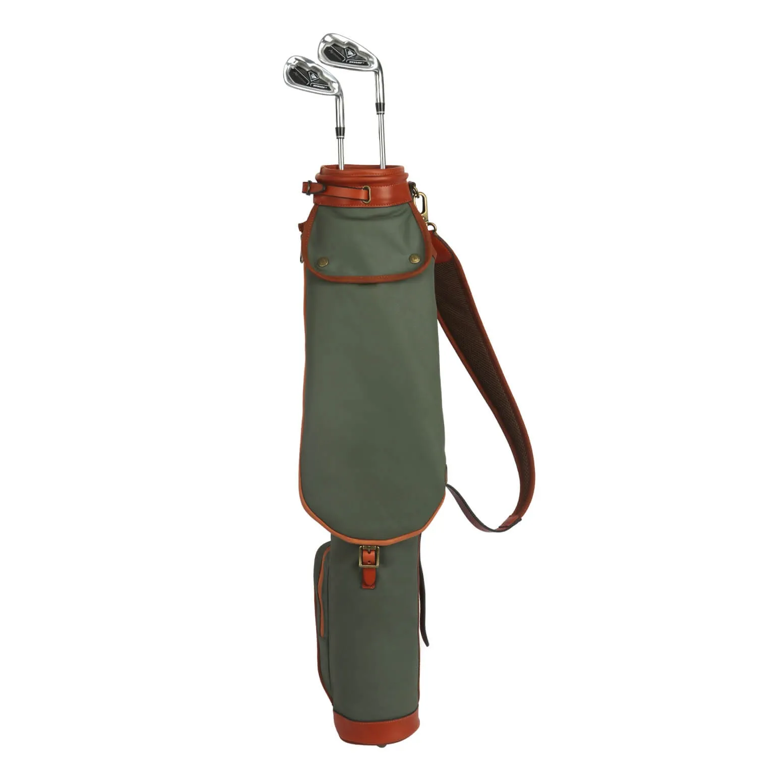 TOURBON Vintage Canvas & Leather Golf Club Pencil Bag | Green