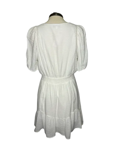 Trim Cinch Waist Dress White