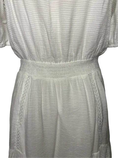 Trim Cinch Waist Dress White
