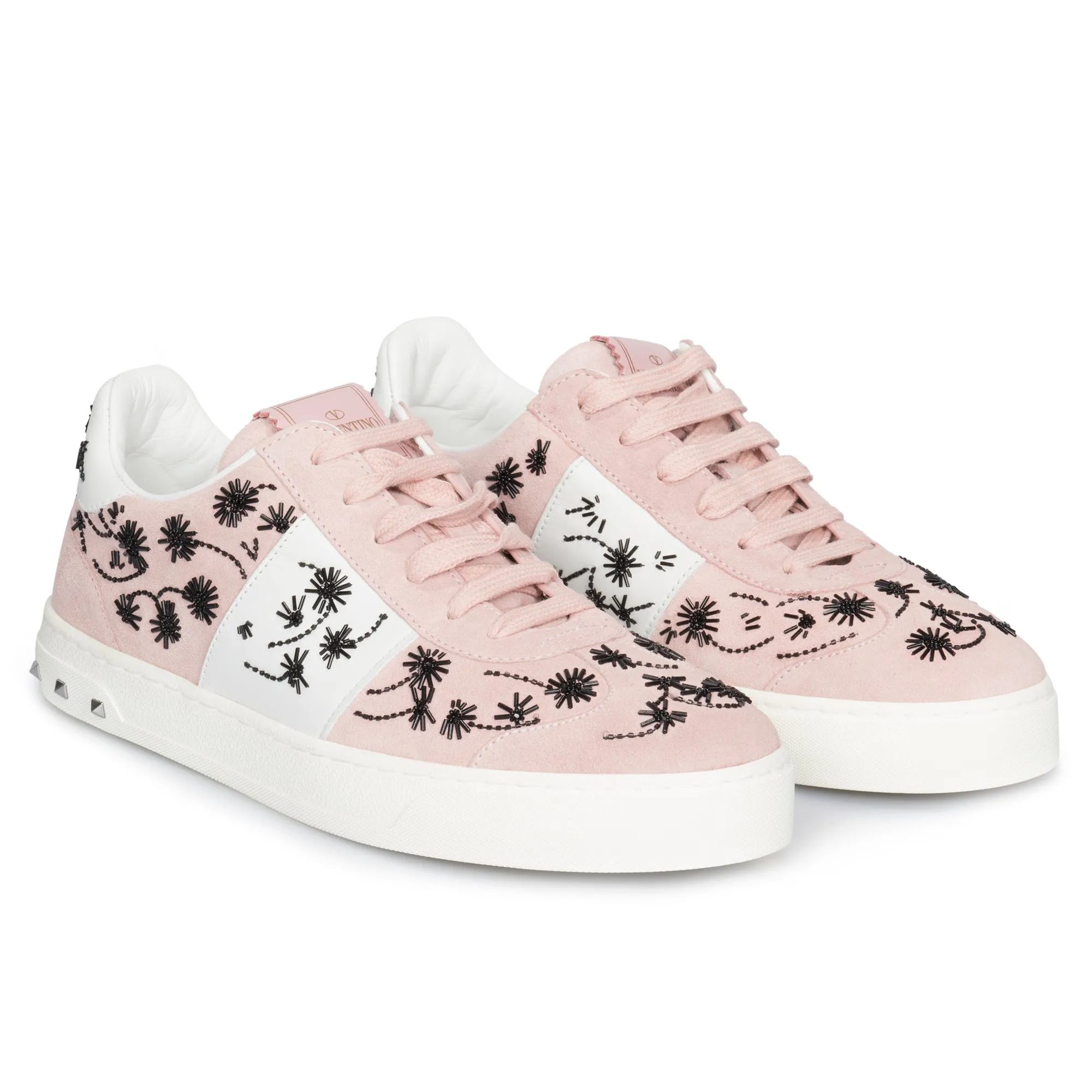 Valentino Flycrew Embroidered Sneaker in Pink