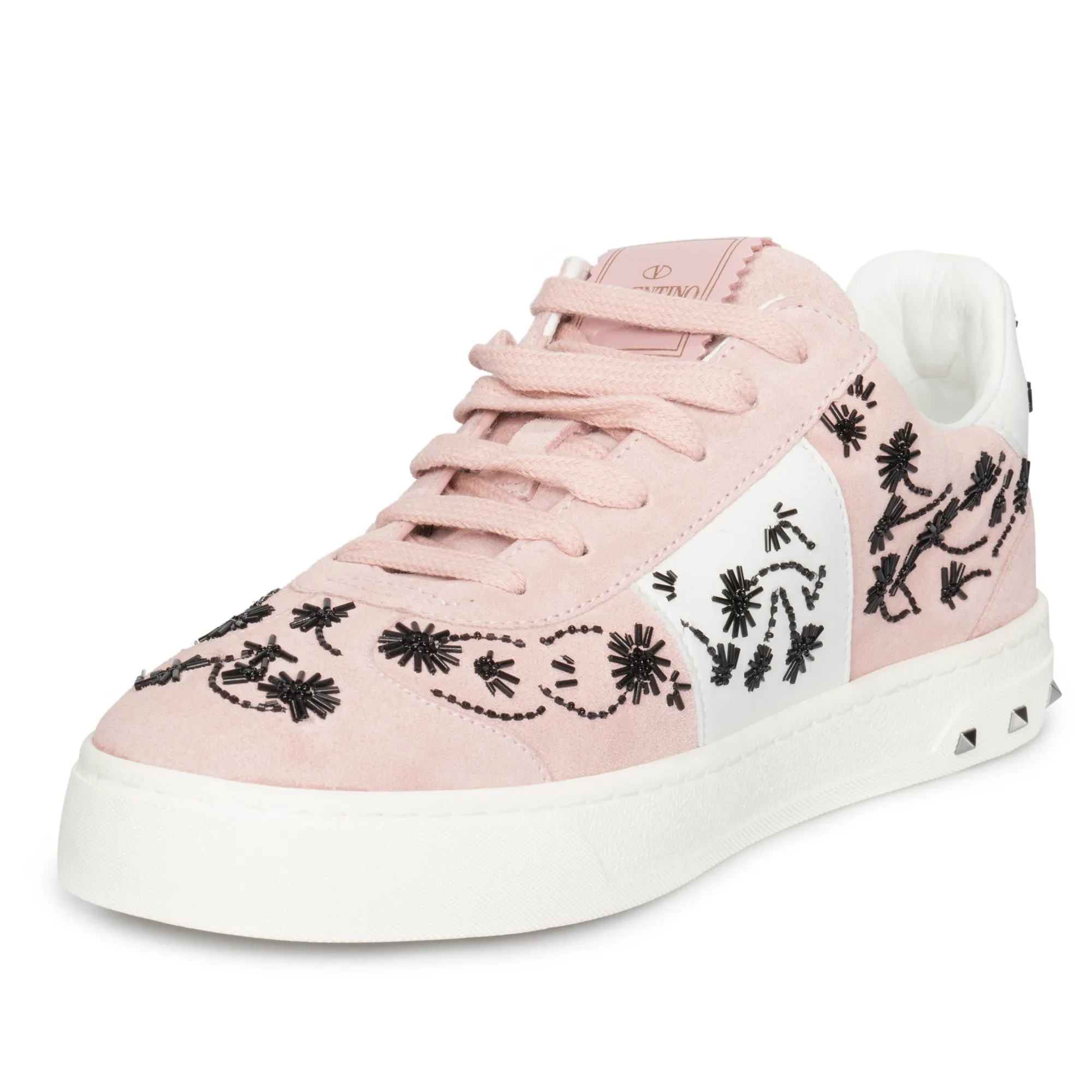 Valentino Flycrew Embroidered Sneaker in Pink