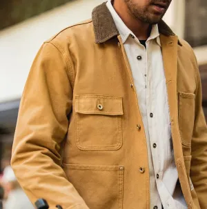 Vintage Heavyweight Michigan Chore Jacket – Men’s Multi-Pocket Canvas Hunting Coat, Loose Fit Autumn Outerwear C38