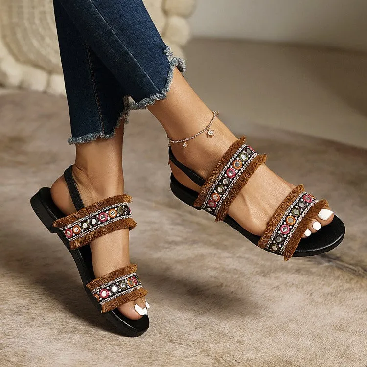 Women's Bohemia Tassel Round Toe Flat Sandals