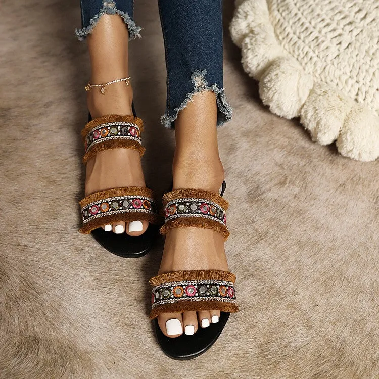 Women's Bohemia Tassel Round Toe Flat Sandals