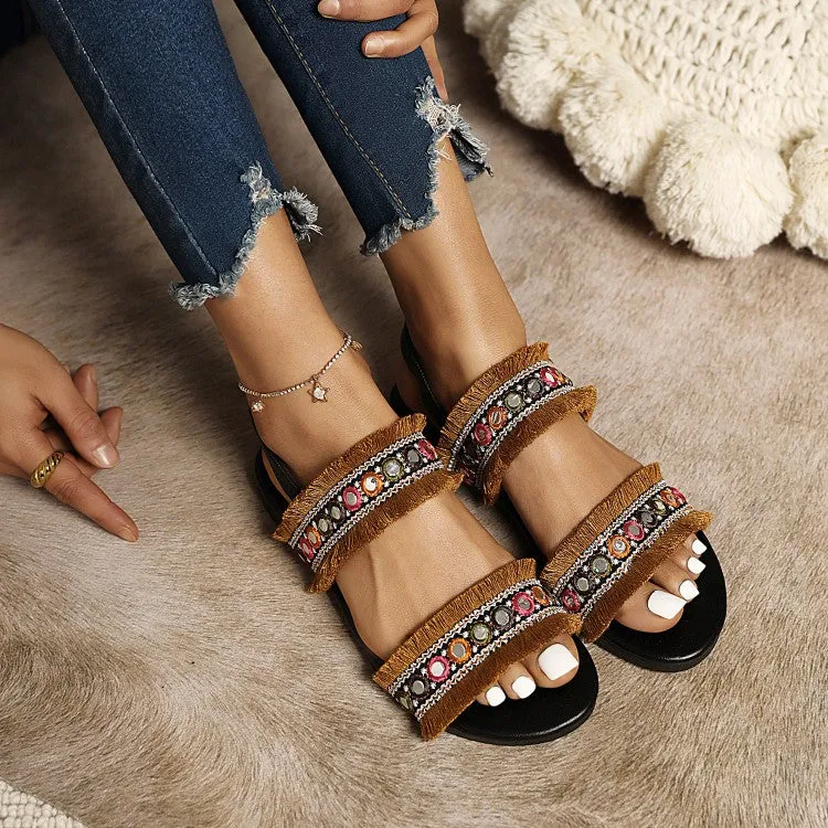 Women's Bohemia Tassel Round Toe Flat Sandals