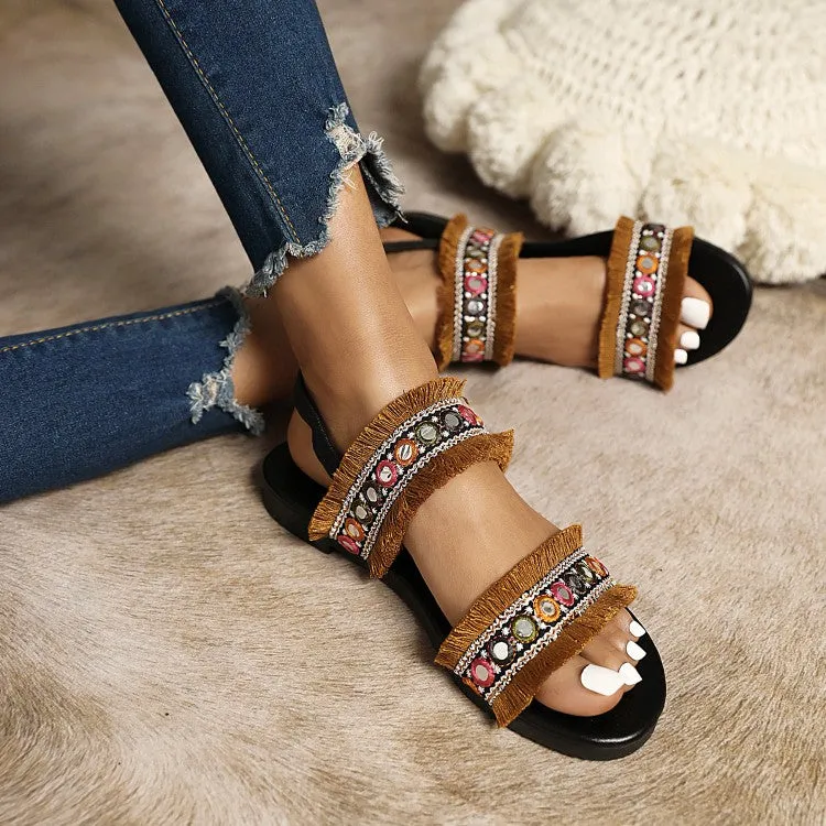 Women's Bohemia Tassel Round Toe Flat Sandals