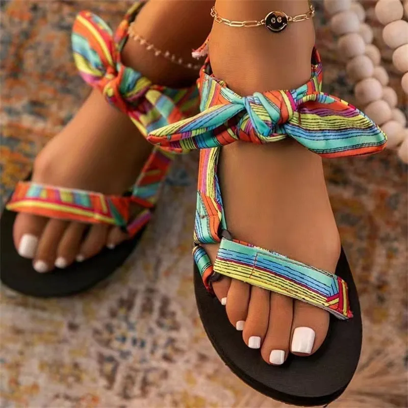 Women's Lace Up Bow Sandals