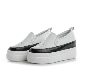 Womens Small Size Thick Sole Leather Trainers SS160