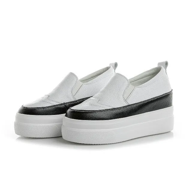 Womens Small Size Thick Sole Leather Trainers SS160