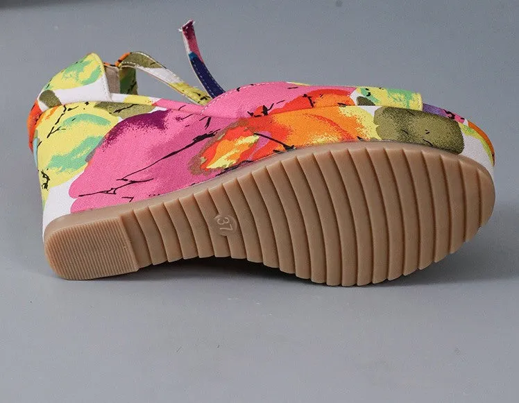 Women's Wedge Platform Peep-toe Waterproof Platform Casual All-match Multicolor Sandals