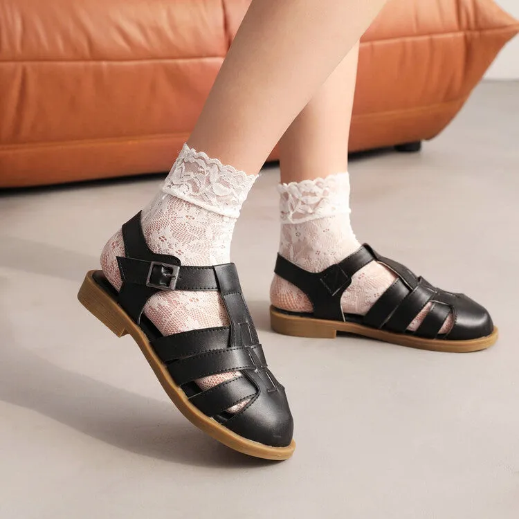 Women's's Lolita Round Toe Hollow Out Flat Sandals