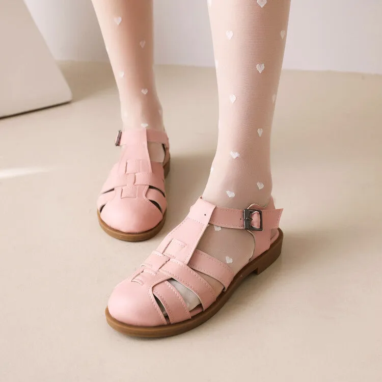 Women's's Lolita Round Toe Hollow Out Flat Sandals