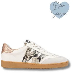 Wonders White & Python Leather Slim Line Sneakers